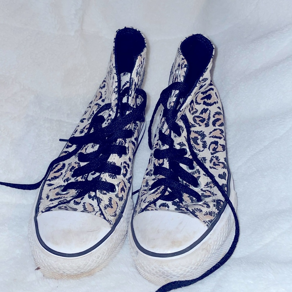 Converse cheetah heart print platform converse size Y2